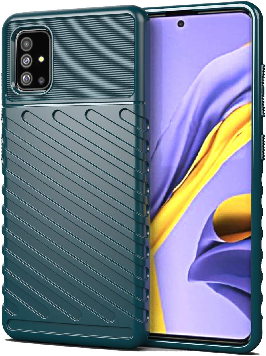 Samsung Galaxy A51 Rugged Case, Anti-Slip Shock Absorbent TPU Phone Case Cover for Galaxy A51 (Dark Green)