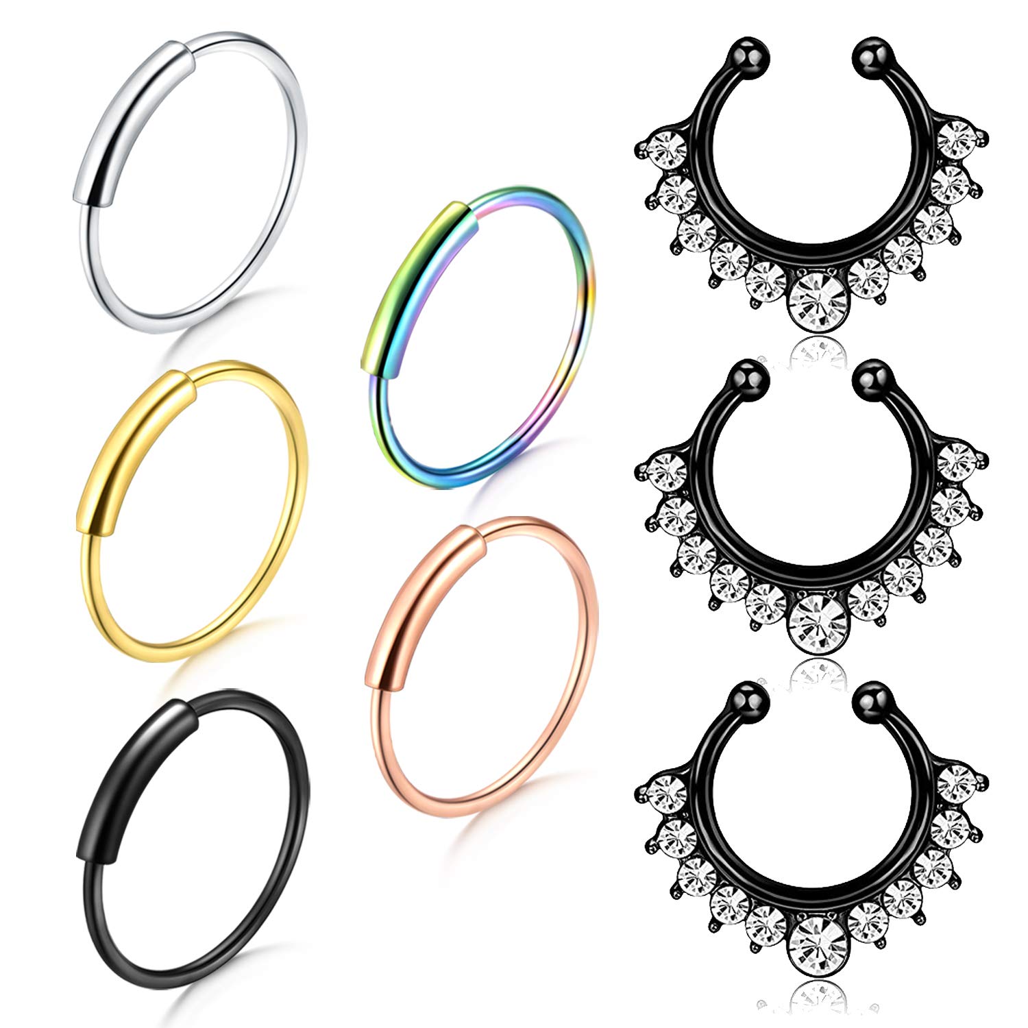 AVYRING Setum Piercing Jewellery Nose Hoop Rings Helix Tragus Cartilage Earrings for Women Men Ear Piercing