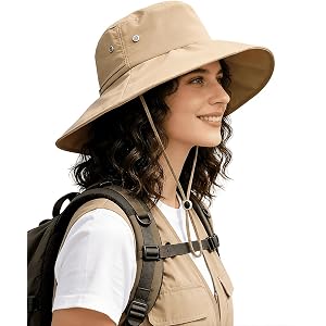Sun Hats for Women, Wide Brim Gardening Hat, UPF 50+ Packable Ponytail Beach Hat for Fishing Hiking Travel