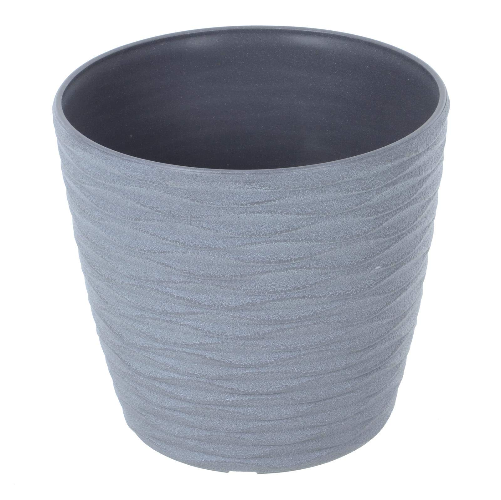 Hodge and Hodge Plastic Plant Pot Weave Effect Flower Planters Indoor Outdoor - Grey 18cm