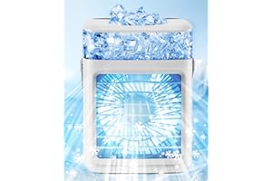 MIKOSORU Portable Air Conditioners, Instant Cooling Mini Air Conditioner 3 Wind Speeds & Humidifier Mist USB Portable AC, Personal Air Cooler with Timer, 7 Colors Light, Mini AC for Bedroom, Office and Camping