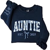 Personalized Floral Applique Embroidered Auntie Sweatshirt, Custom Embroidered Aunt Shirts Sweatshirts Hoodies, Mama Sweatshirt for Women, Gift for Auntie Mama Grandma