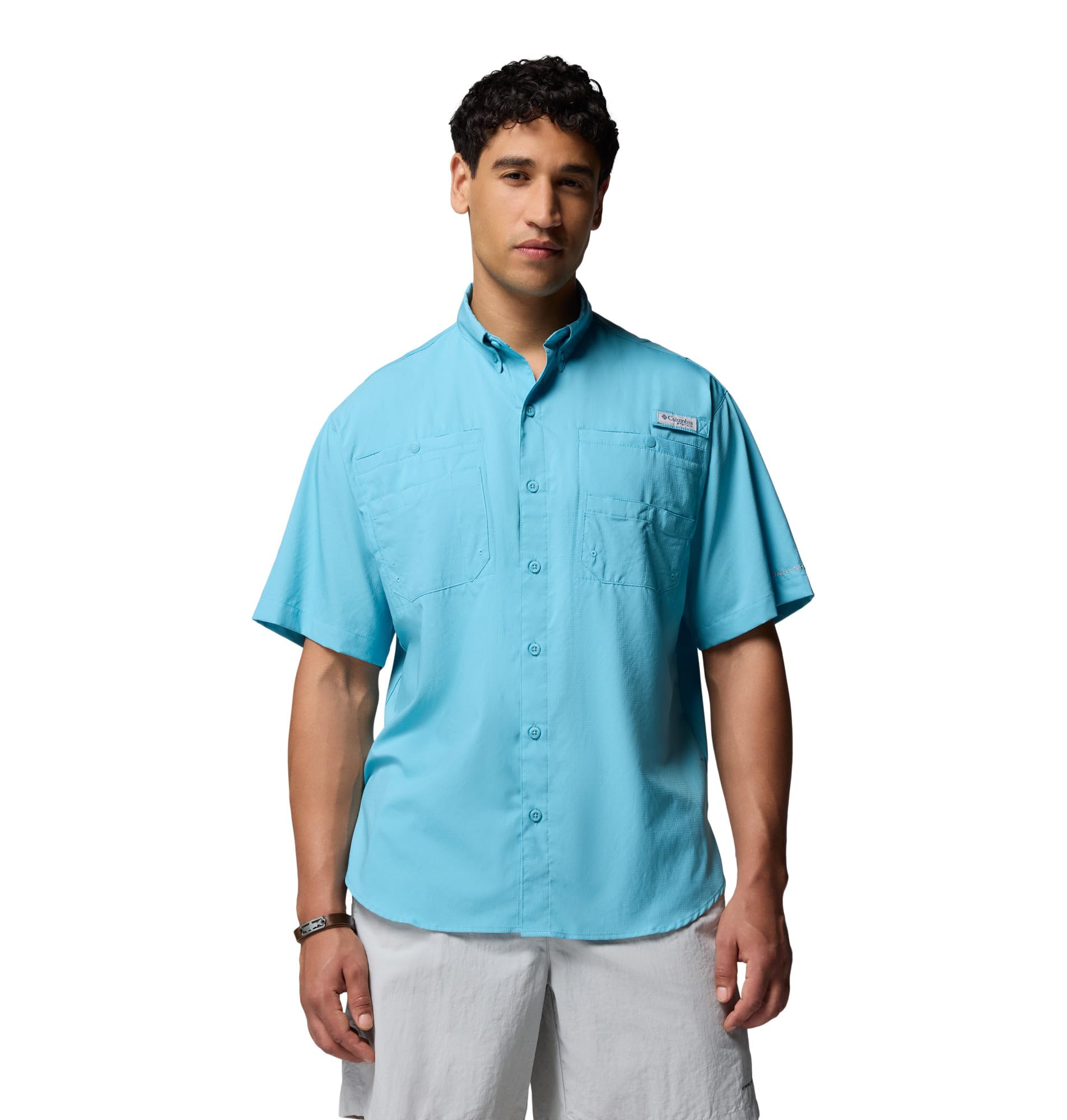 Columbia Mens PFG Tamiami II Short Sleeve Fishing Shirt, Vintage Blue, 2X Tall Image