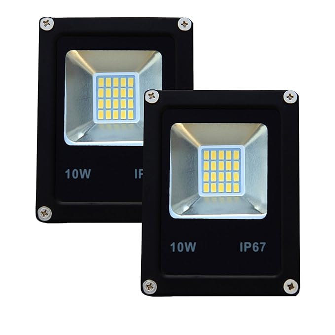 Super 10 Watt led IP6667 Ultra Thin Metal Body IP65 LED Flood Indoor/Outdoor Light with Stand -Pack of 2
