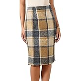 Allegra K Midi Plaid Skirts for Women's Christmas High Waisted Knee Length 2025 Casual Bodycon Pencil Skirts