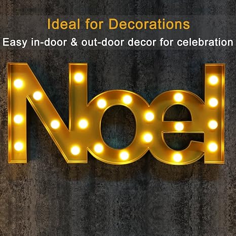 Bright Zeal Big Lighted Christmas Marquee Signs Noel Gold