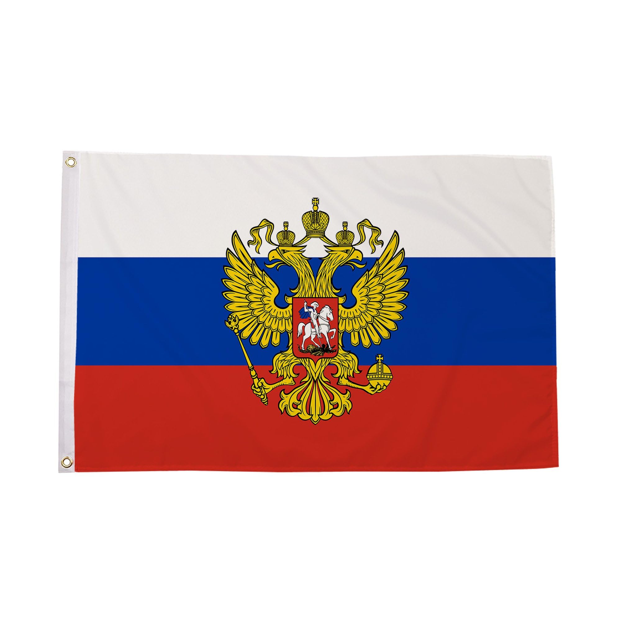 Flagtex Russia Flag with Crest Small 3ft x 2ft (90cm x 60cm) - Russian State Flag with Eagle Coat of Arms, National Crest Flag, European Country Banner — image 1