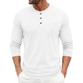 EKLENTSON Men's Henley T-Shirts Long Sleeve Cotton Casual Stylish Shirts Button Pullover Basic Tee Shirts with Pocket