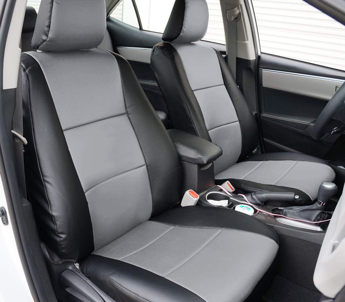 Amazon Iggee Artificial Leather Custom Made Original Fit Front Seat Covers Black Grey 