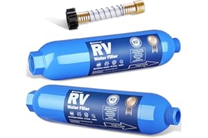 SheeChung RV Water Filter 2Pack with Flexible Hose Protector, NSF Certified, Inline Hose Water Filter for RV, Boat, Campsite – Reduces Odors, Bad Taste, Chlorine, Rust