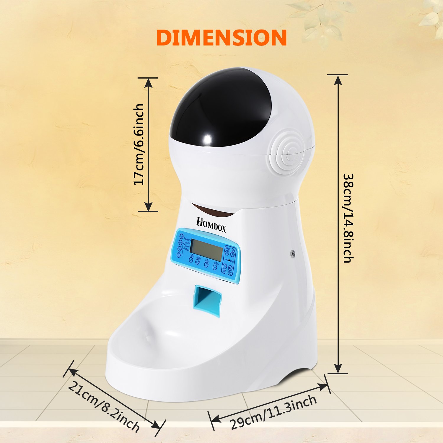 Homdox Automatic Cat Feeder Pet Food Dispenser for Cat Dog, Auto Cat Feeder with Timer