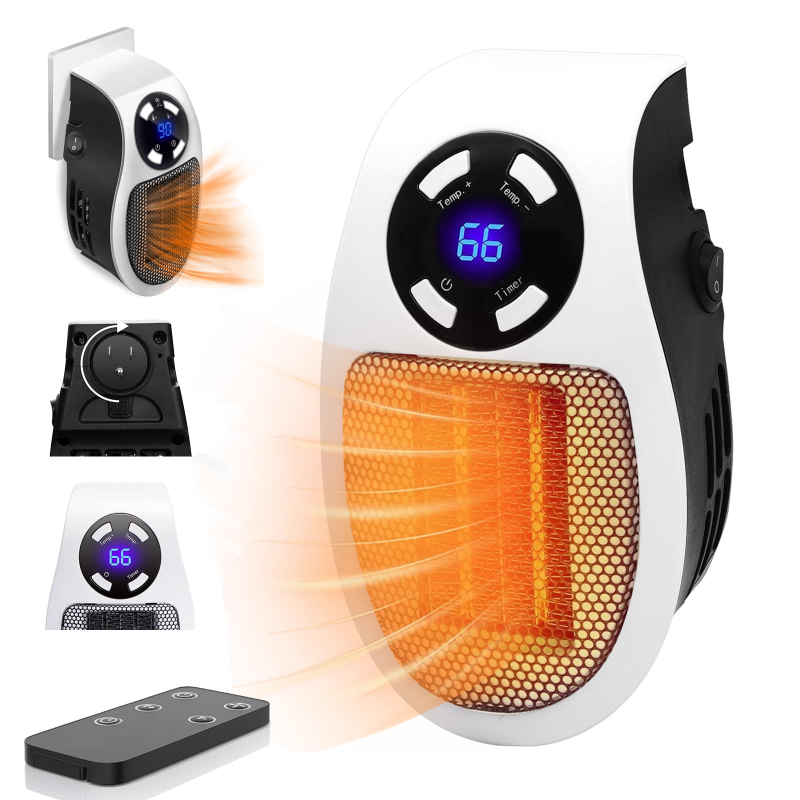 Photo 1 of Programmable Space Heater with Digital Thermostat,450W Portable Electric Heater for Indoor Use,12H Timer,Overheat Protection,Plug in Heater With Remote for Home/Office ETL/UL Certification (White)