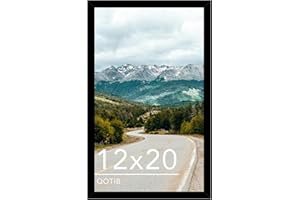 QOTIB Wood 12x20 Picture Frame Black for Wall Hanging, 12 x 20 Frame Photo Frame for Wall Horizontally or Vertically, Black, 1 Pack