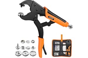 Kamtop Snap Fastener Tool Kit with Storage Bag - Adjustable Snap Fastener Plier with 30 Sets Metal Snaps, Canvas Snaps Install Tool Kit for Fabric, Boat Cover, Tarps, Leather