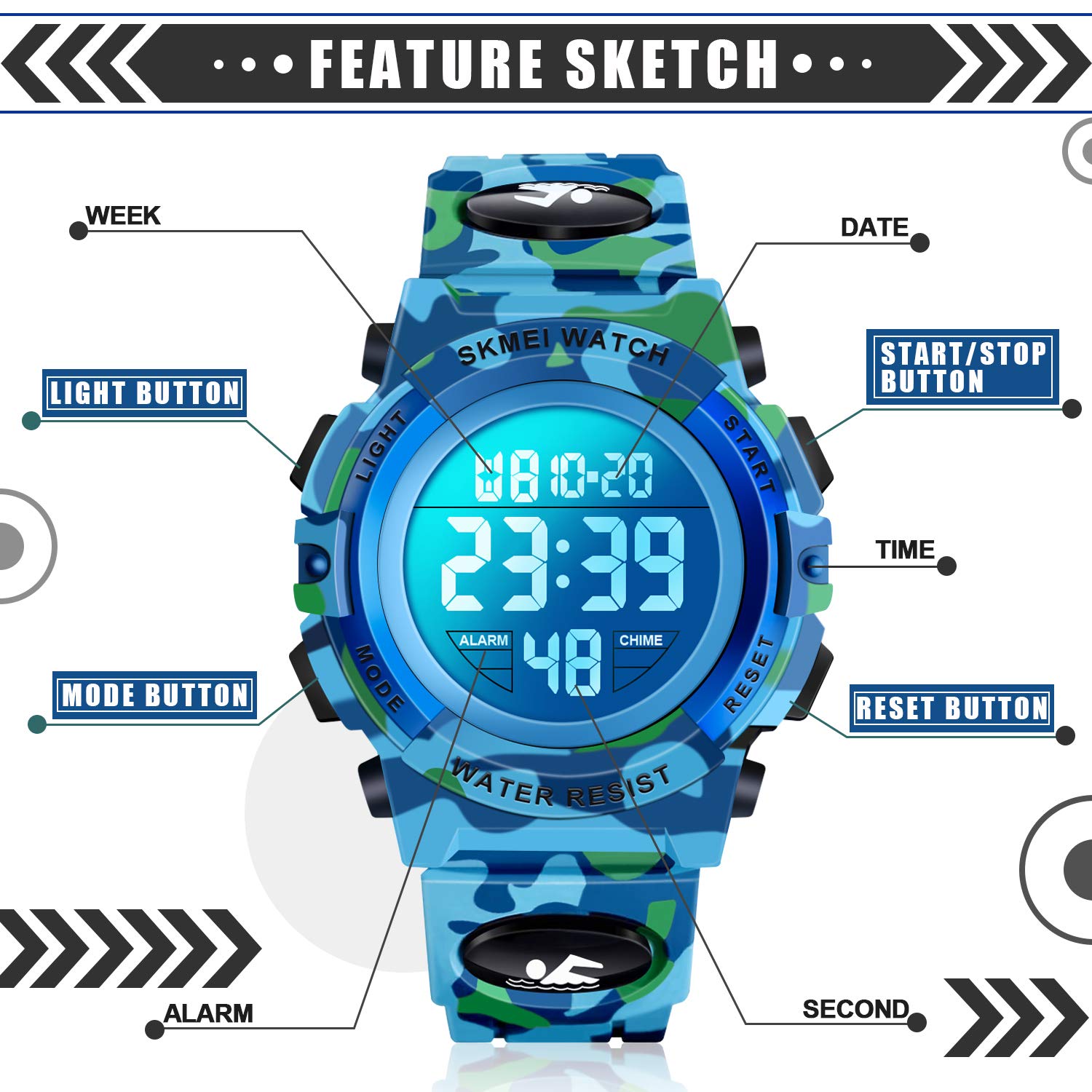 ATIMO LED 50M Waterproof Kids Digital Sport Watch - Kids Gifts