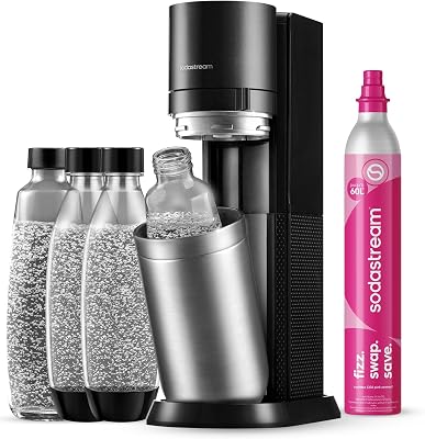 DUO Machine à Soda | 2 Bouteilles + 2 Verre + Cylindre | Noire