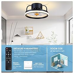 Asyko 13 Inch Small Flush Mount Ceiling Fans with