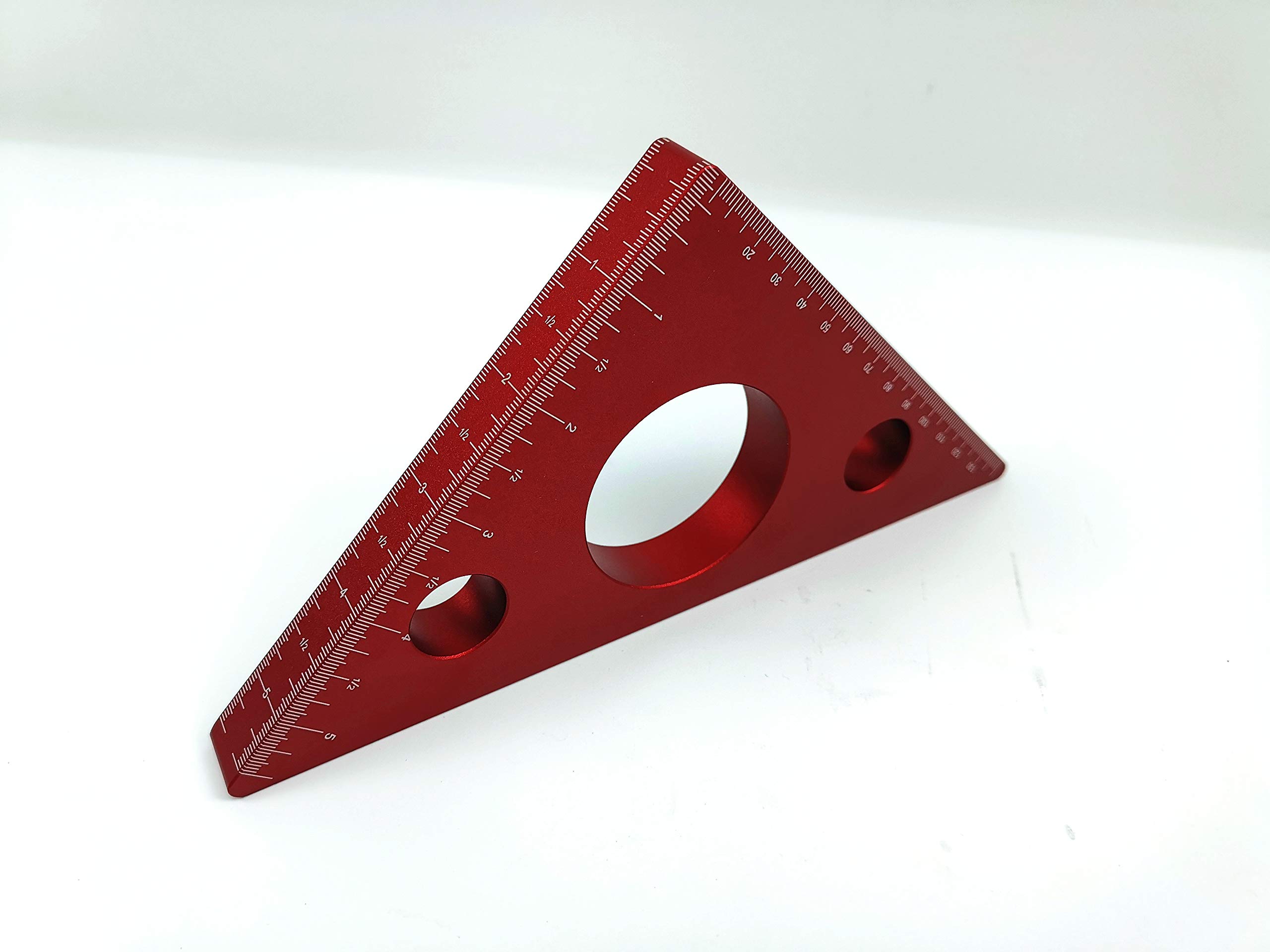 Angle Meter Triangle Ruler 45 Degree Right Angle Gauge Woodworking Measurement Tool Aluminum Alloy, Red 204 * 150 * 16mm