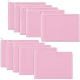 Gejoy 10 Pieces Cosmetic Canvas Pouch Bag Multipurpose Makeup Bag with Zipper Cotton Canvas Travel Toiletry Pouch DIY Craft(M,Pink)