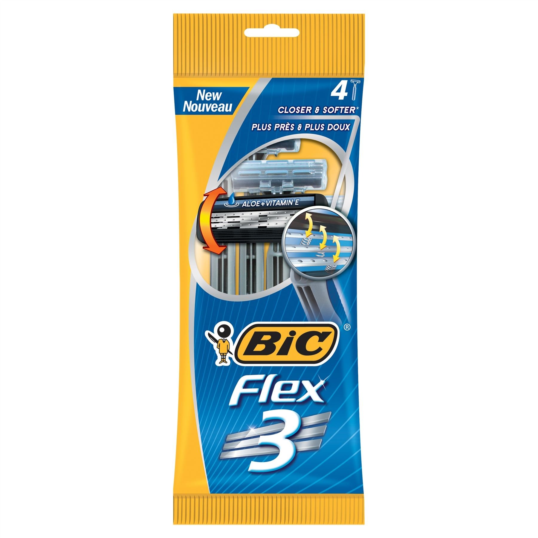 Bic Disposable Razors Flex 3 Triple Blade Shaver 4 Pack