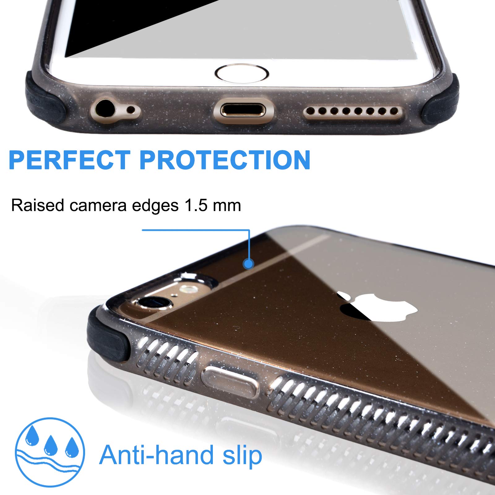 Voilamart iPhone 6 Plus Case, iPhone 6s Plus Case Bling Shiny Cute Pattern Design Sparkle Glitter Anti-Slick/Protective Case for iPhone 6/6s Plus 5.5 Inch, Black