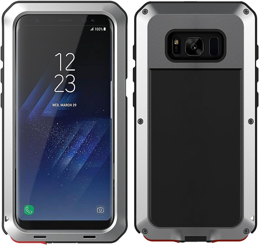 MRSMR Samsung Galaxy S8 Case, Ultra Rugged Dust Proof Snowproof Shockproof Heavy Duty Case Protective Case Defender Cover For Samsung Galaxy S8-Silver (No Glass Screen)