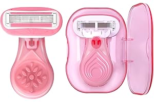 TEAIEEI Mini Travel 5 Blades Razor for Women, Includes 1 Mini Razor, 1 Travel Case