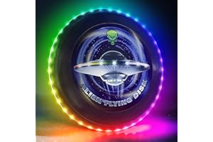 Punieayi Glow in The Dark LED Flying Disc- 38 RGB LED Lights, 7+5 Light Modes, Rechargeable, IP65 Waterproof Outdoor Games Cool Toys for Adult and Family/Boys/Teens/Kids Beach Camping Lawn Yard Games
