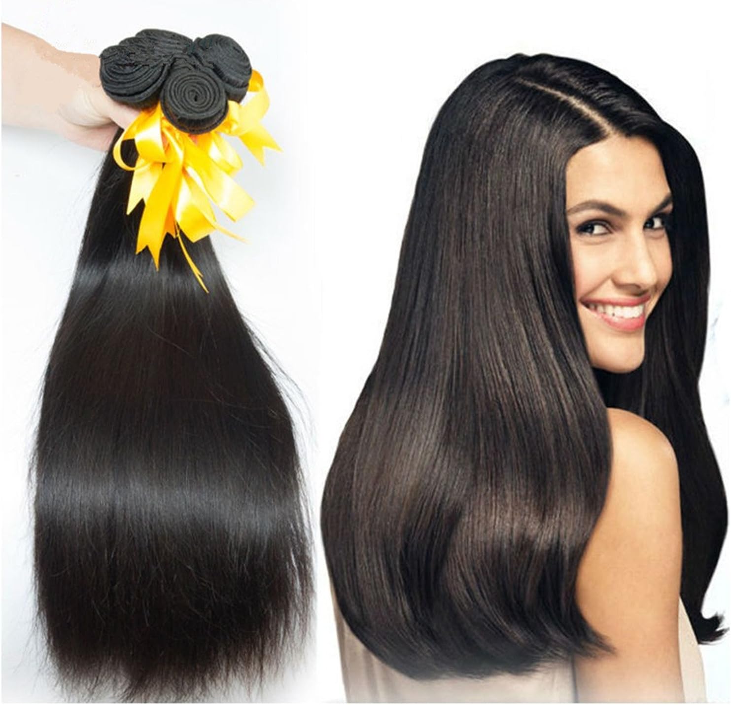 Magic Hair Mixed length 8"-30" Straight Wave Brazilian Virgin Remy Human Hair Weave Weft 4 Bundles 400 Grams Unprocessed Natural Color Extensions 100% Brazilian Human Hair (20 22 24 26)