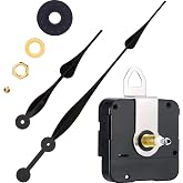 Hicarer Quartz Clock Movement High Torque, Black, 9/10" Total Shaft Length | DIY Wall Clock Repair, 12 Inch Hands, Silent Sweep Motor, Battery Powered, Replacement Parts, Handmade Timepiece Projects