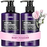 KUNDAL Honey & Macadamia Natural Conditioner Korean Hair Care Damage Repair, Deep Hydration, Long Lasting Fragrance, with Honey, Argan Oil, Macadamia Oil 16.9fl oz (Pack of 2) (Baby Powder)