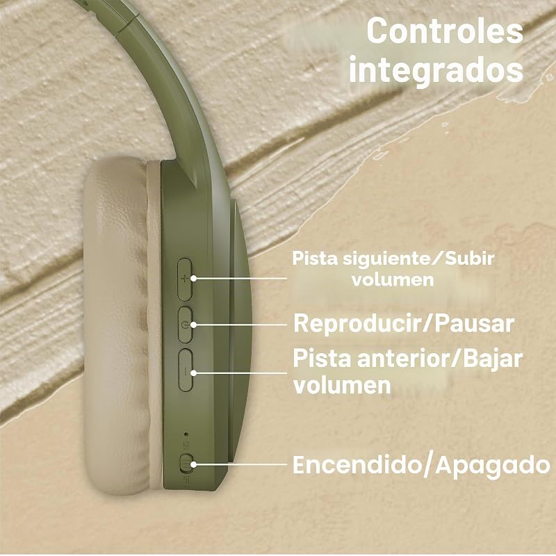 Tonality, Auriculares inalámbricos Plegables con reducción de Ruido pasivo, con conexión Bluetooth, Sonido estéreo con micrófono Incorporado, duración de hasta 30 Horas – Verde