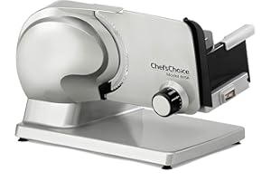 CHEF'S CHOICE Chef’sChoice 615A Electric Meat Slicer For Home Use With Precision Thickness Control, Tilted Food Carriage and 7-Inch Removable Blade, 100 W, Silver