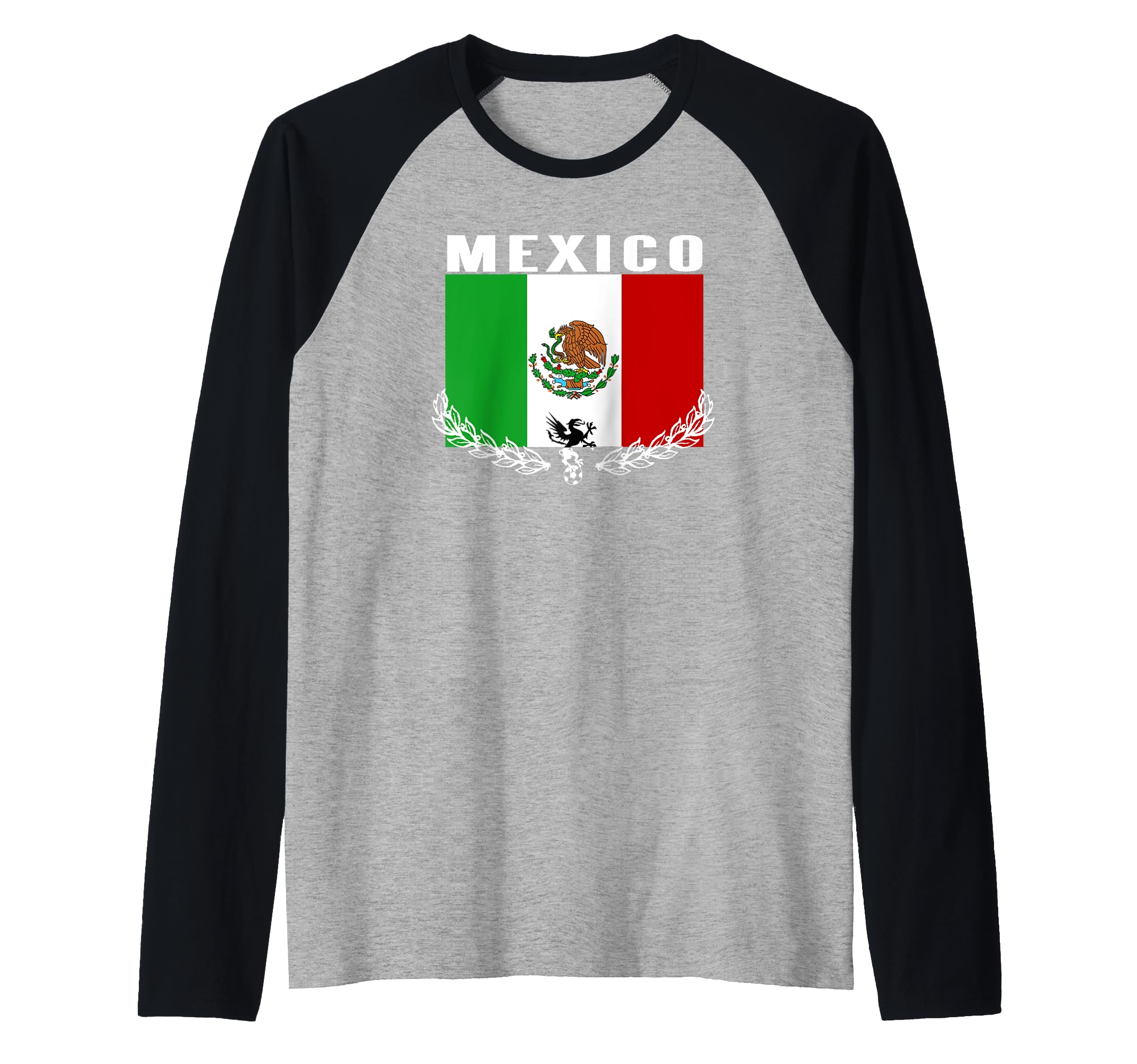Mexico Large Flag Raglan Baseball Tee