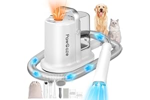 PAWGAZE 3 in 1 Pet Grooming Vacuum & Hot/Cold Dryers,Quiet Dog Grooming Kit,13000Pa Strong Dog/Cat Vacuum Cleaners for Shedding,Suction 99.99% Pet Hair,4 Pet Grooming & Trimmer Tools. (White)