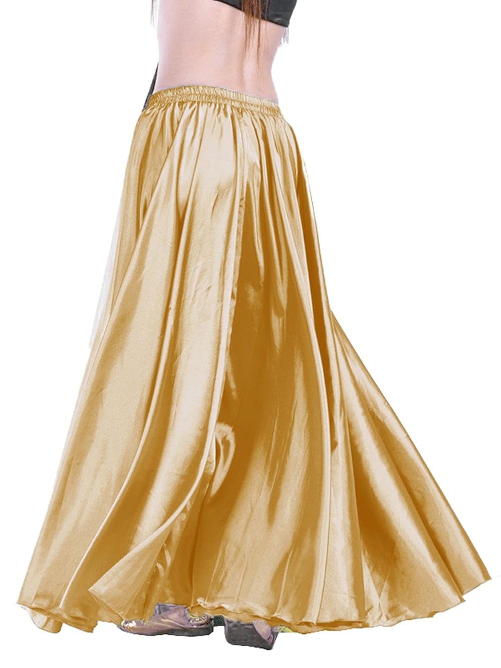 GOLD Women Satin Full Circle Skirt for Belly Dancing Costume Tribal