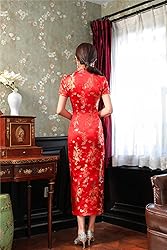 Shanghai Story Short Sleeve Long Qipao Brocade