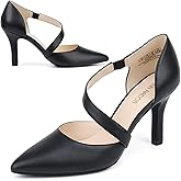 JENN ARDOR Womens Mid Heels D'Orsay Kitten Pumps Dressy Heels for Women Evening Stilettos Closed Pointed Toe Wedding Bride Party Shoes