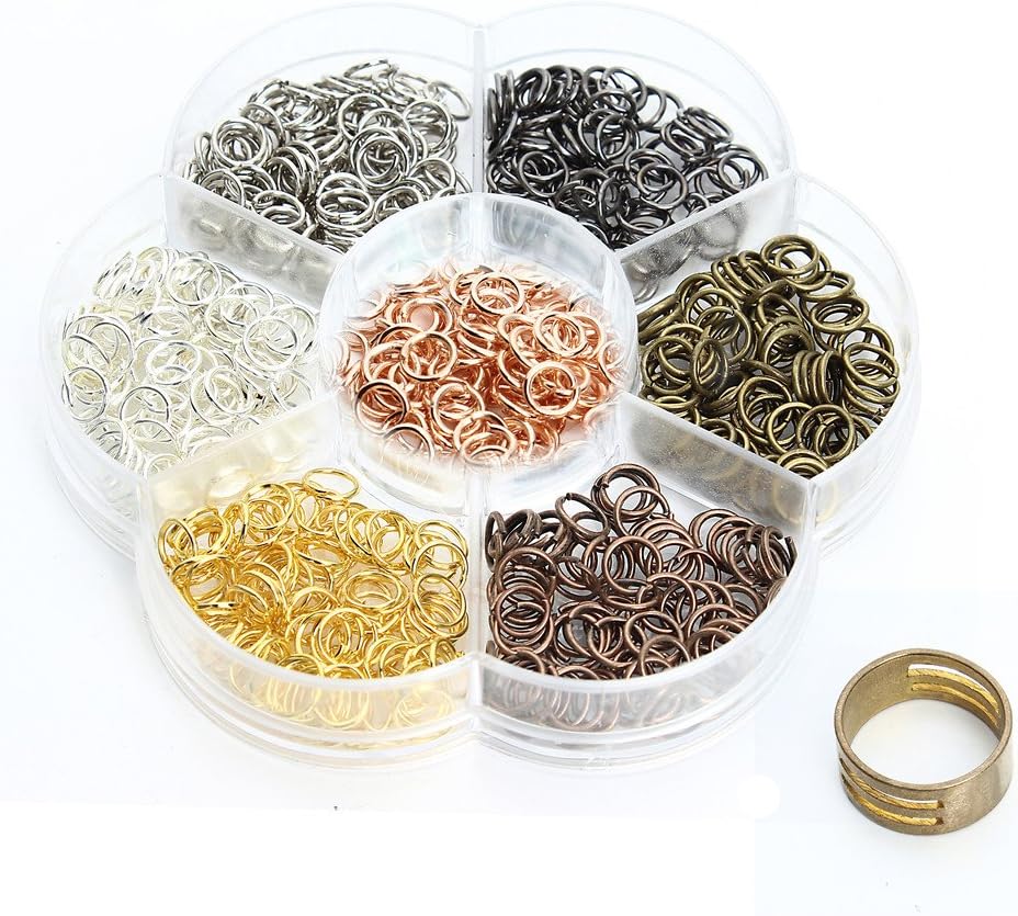 Linsoir Beads Bulk Hard Snap 7mm Open Jump Rings with Free Jump Ring Open Tool Value Box Set - Pack of 700