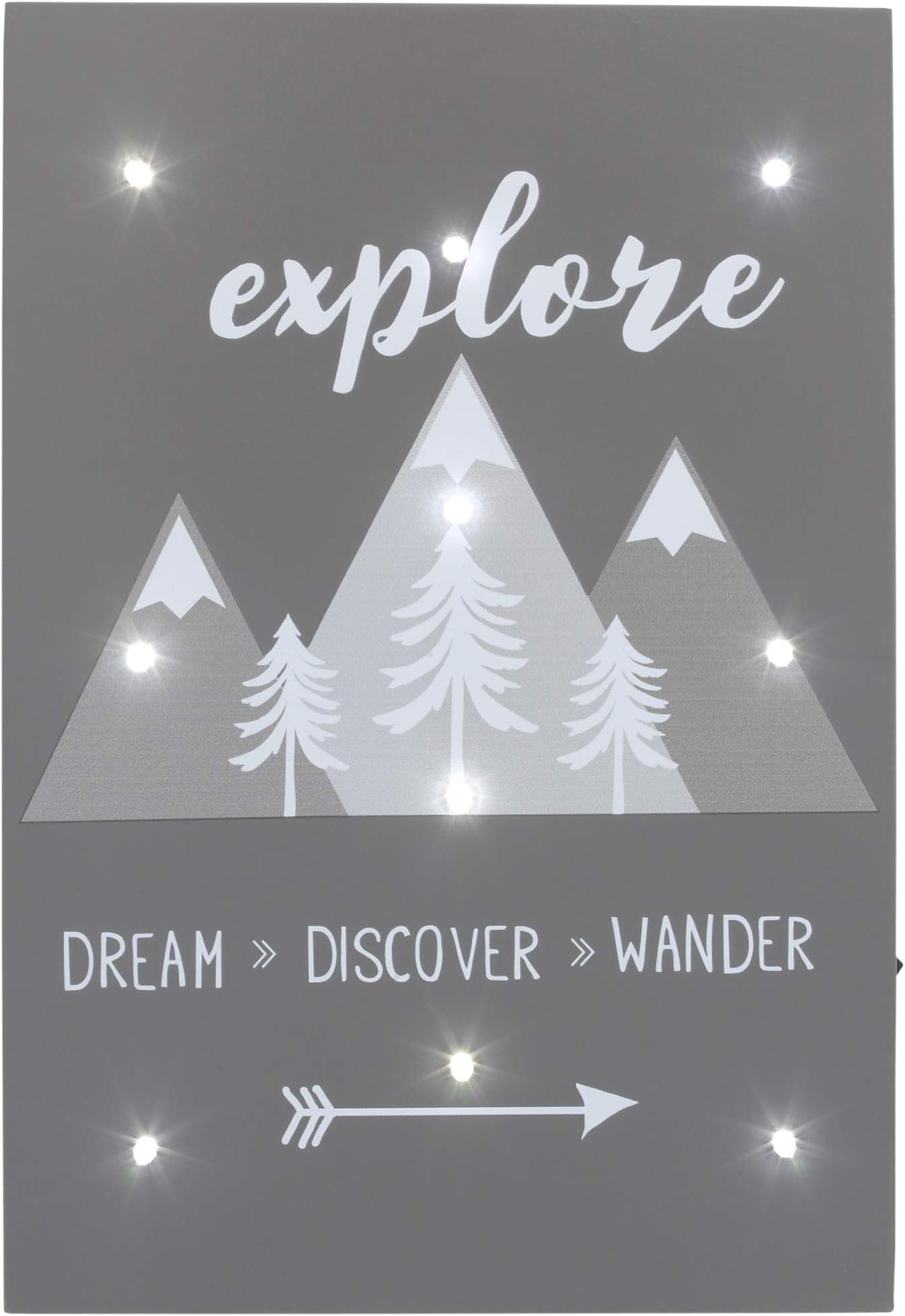 NoJo Little Love Grey, White, Charcoal Mountains "Explore, Dream, Discover, Wander