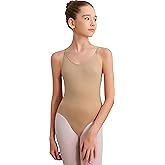 Tegmk Women and Girls Seamless Nude Leotard Camisole Dance Leotard for Ballet Undergarment Leotard with Clear Straps