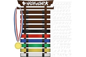 SD FACTORY 12 Belts Karate Belt Display Rack with Stickers Wall Mounted Taekwondo Belt Display No Assembly Required BJJ Kids and Adults Hanging Stands