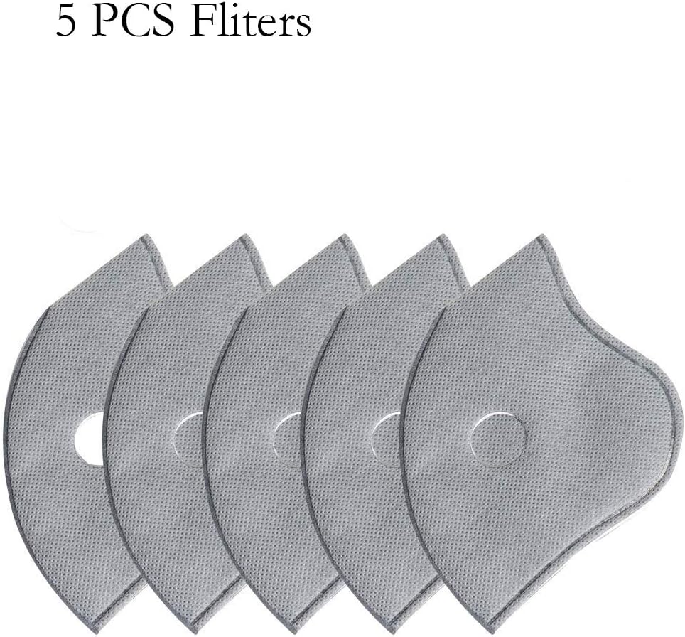 JunYi 5 PCS Activated Carbon Dust Mask Replacement Filters for Motorcycle Bike Skiing Horse Riding