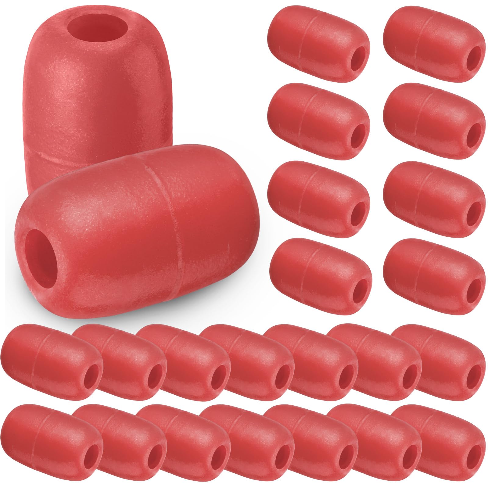 Photo 1 of Vertintong Deep Water Fishing Float 4.72 x 2.75'' Heavy Duty Pool Buoy Float Fishing Marker 0.78 Hole for Kayak Tow Line Anchor Marker Buoy Drift Sock Replace Pool Crabbing Dock(Red, 24 Pcs)