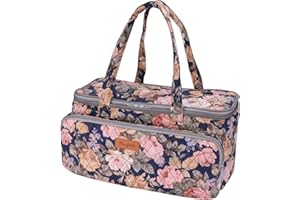 Hanfetch Yarn Bag-Large Size-Yarn Storage Organizer with Grommets-Portable Crochet Bag for Yarn Skeins-Crochet Hooks-Knitting Needles -Other Accessories (Peony)