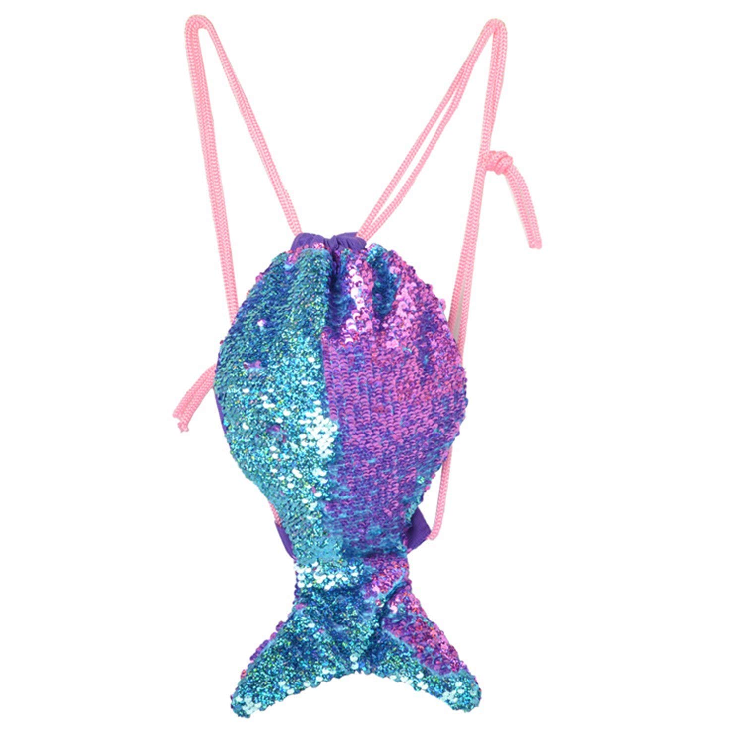 Magical Mermaid Tail Sequin Backpack-30*50cm Mermaid Sequin Bag Magic Reversible Sequin Drawstring Backpacks Glittering Shoulder Bag Outdoor Backpack Bag Shinning Dancing Bag for Women Girls Teens