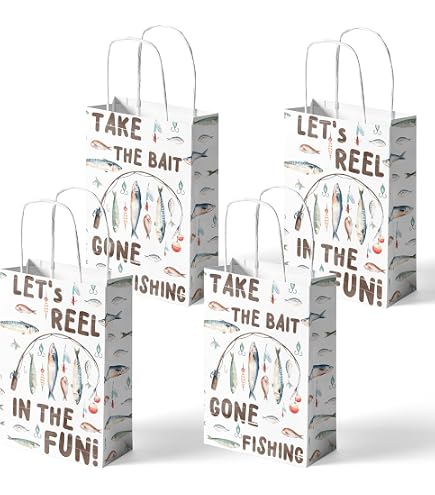 12 Fishing-Themed Gift Bags With Handles - Perfect For Fishing Party Favors, Birthday Decor, Ocean Theme - View #4