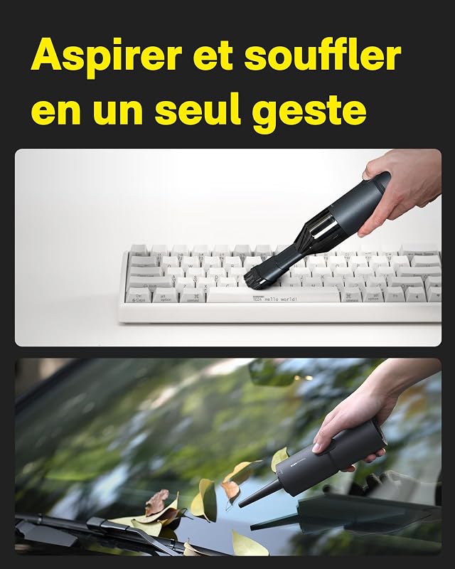 Mini Aspirateur à Main 4 en 1, 15000 PA Souffleur de Poussière Voiture