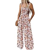 Happy Sailed Plus Size Jumpsuit for Curvy Women Summer Floral Print Sleeveless Jumpsuits Womens Overalls Wide Leg Long Pants Rompers Cruise Outfits Black XX-Large