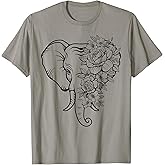Elephant with Flowers for Men Women Elephants Animal Lovers T-Shirt